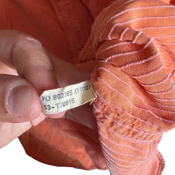 Tommy Bahama L Silk Blend Orange Stripe Shirt Mens L Unisex Beach Vibes - Picture 11 of 14